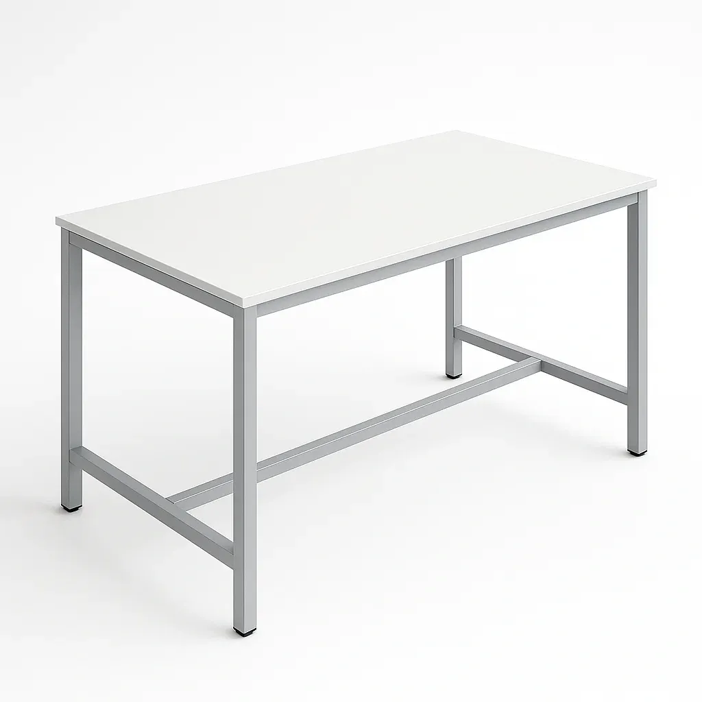 Tavolo rettangolare in legno MDF e acciaio bianco 120x60x75 cm-MOBIARGO