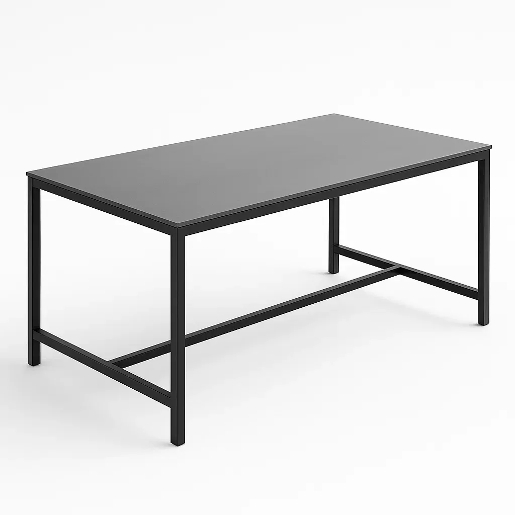 Tavolo rettangolare in metallo e laminato nero 160x80x75 cm-MOBIARGO