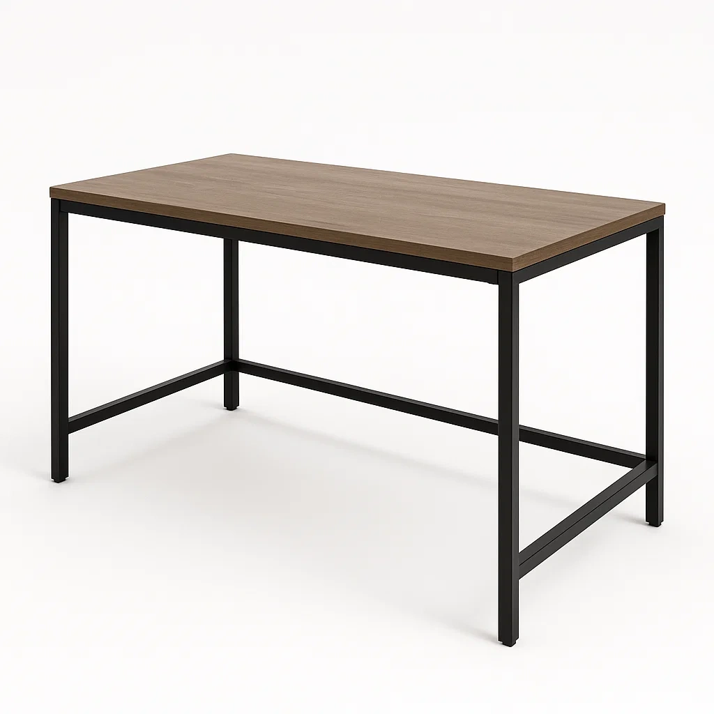 Tavolo rettangolare in legno e metallo 120x60x75 cm marrone-MOBIARGO