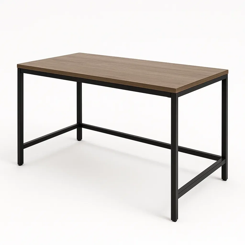 Tavolo rettangolare in legno e metallo 120x60x75 cm marrone-MOBIARGO