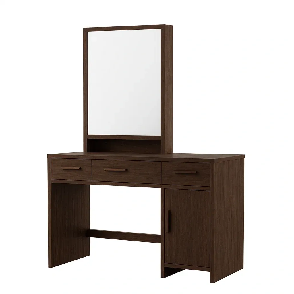 Toeletta con specchio in legno e vetro marrone-MOBIARGO