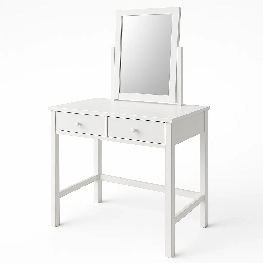 Toeletta in legno bianco con specchio e cassetti-MOBIARGO