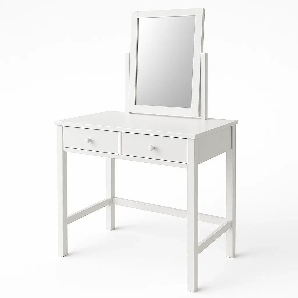 Toeletta in legno bianco con specchio e cassetti-MOBIARGO