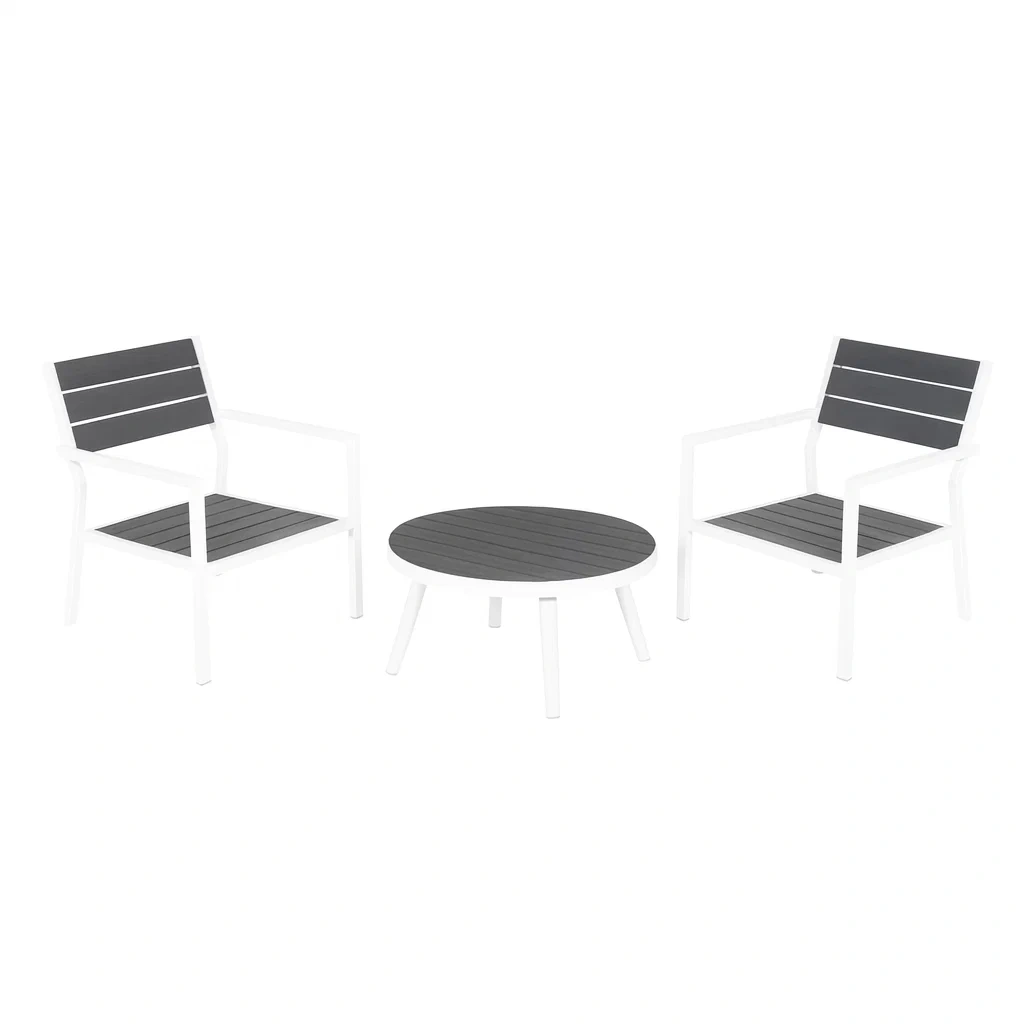 Set da esterno per il relax di mobili da giardino 3 pezzi in alluminio e WPC-MOBIARGO
