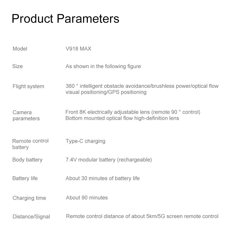 V918MAX GPS Drone with 3km Flight Range 300m Altitude 360 Obstacle Avoidance Optical Flow Hovering Oversized Display One Touch Return High Value Christmas Gift