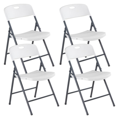 【Excelente relación calidad-precio】 Sillas plegables con respaldo ergonómico — De plástico resistente, apilables y portátiles — Capacidad de carga de 330 lb — Ideales para el hogar, oficina, fiestas, bodas, patios y jardines — Uso en interiores y exterior