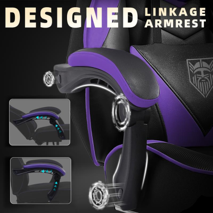Silla gaming con reposapiés y función reclinable — Silla de ordenador para adultos con masaje — Cojín lumbar ajustable — Silla de oficina y gaming ergonómica, de gran tamaño y altura, para usuarios de complexión robusta — Modelo V3028A