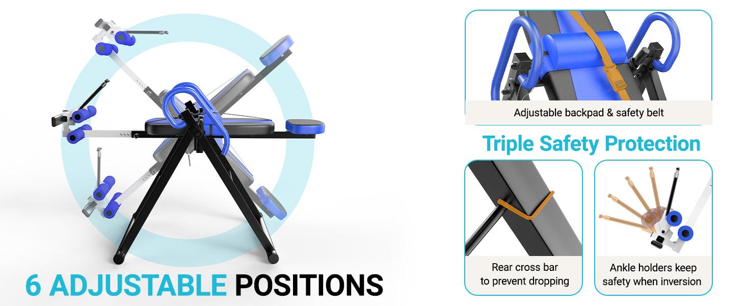YOLEO Gravity Heavy Duty Inversion Table for Pain Relief Therapy with Headrest & Adjustable Protective Belt Back Stretcher Machine