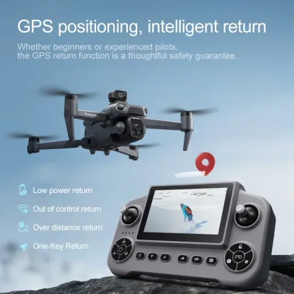Drone GPS V918MAX con alcance de vuelo de 3 km, altitud de 300 m, evitación de obstáculos de 360 ​​grados, flujo óptico, vuelo estacionario, pantalla de gran tamaño, retorno con un solo toque