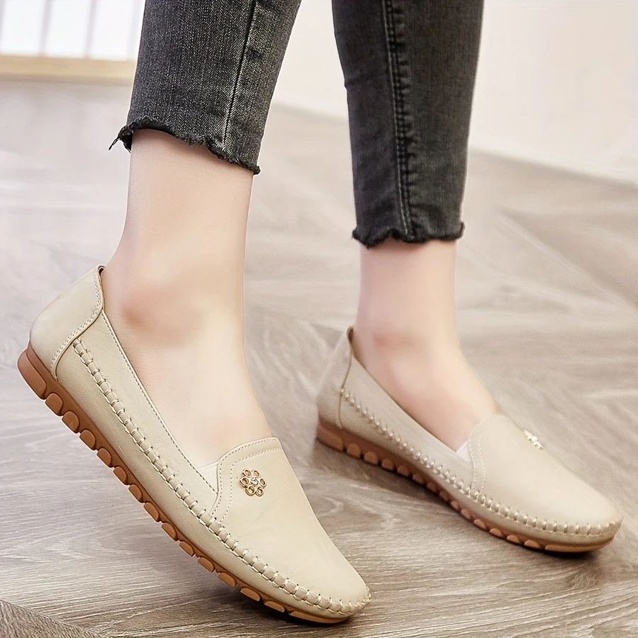 mocasines con   de flores para mujer, zapatos casuales cómodos sin cordones con    , calzado   de moda de corte   detalles 3