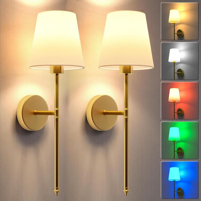 Lámparas de pared inalámbricas a pilas, luces para dormitorio con control remoto, bombillas recargables multicolor para sala de estar y pasillo.