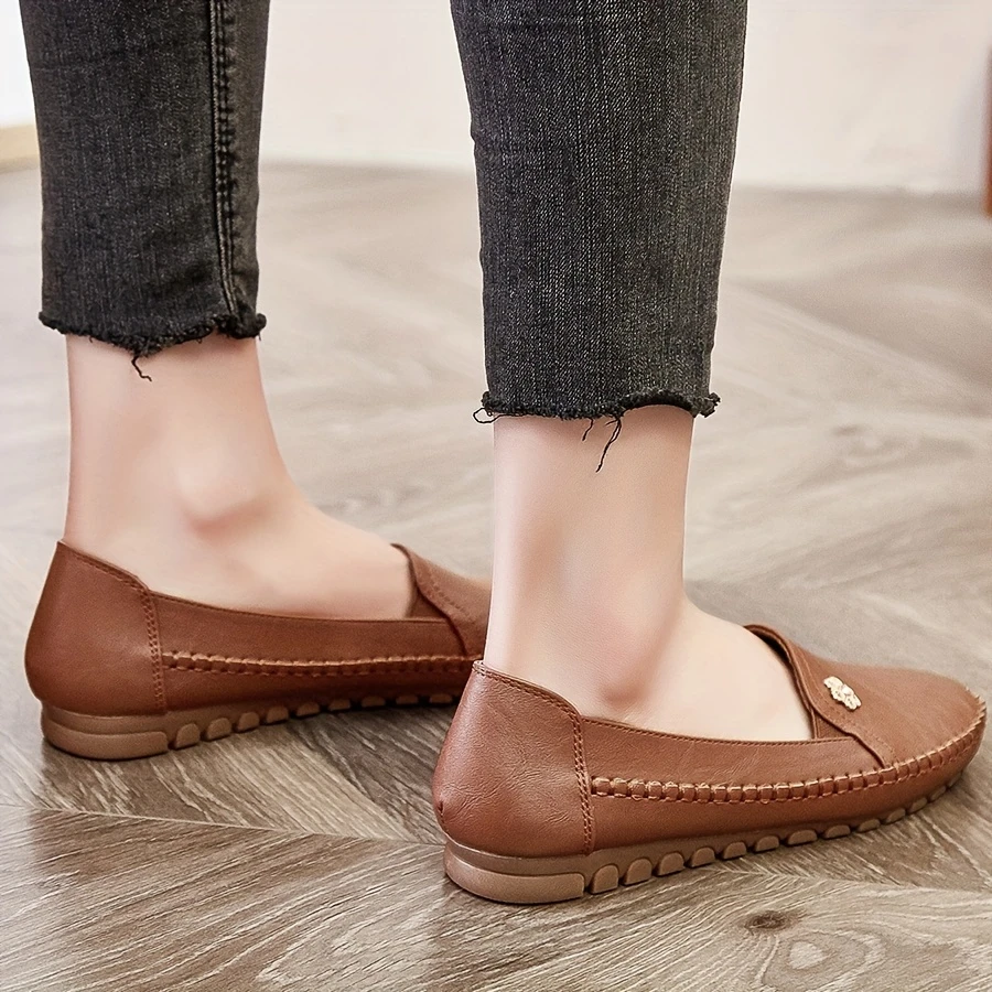 mocasines con   de flores para mujer, zapatos casuales cómodos sin cordones con    , calzado   de moda de corte   detalles 1