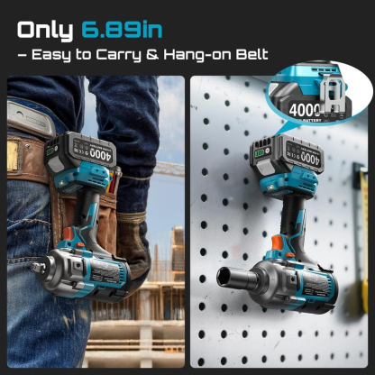 Llave de impacto eléctrica mejorada con mango desmontable — 1180 ft-lbs (1600 N·m) de alto par, 1/2", inalámbrica de 21 V + 2 baterías de 4.0 Ah | Para automóviles, camiones, cortacéspedes y tareas industriales — WH12 Ultra Pro