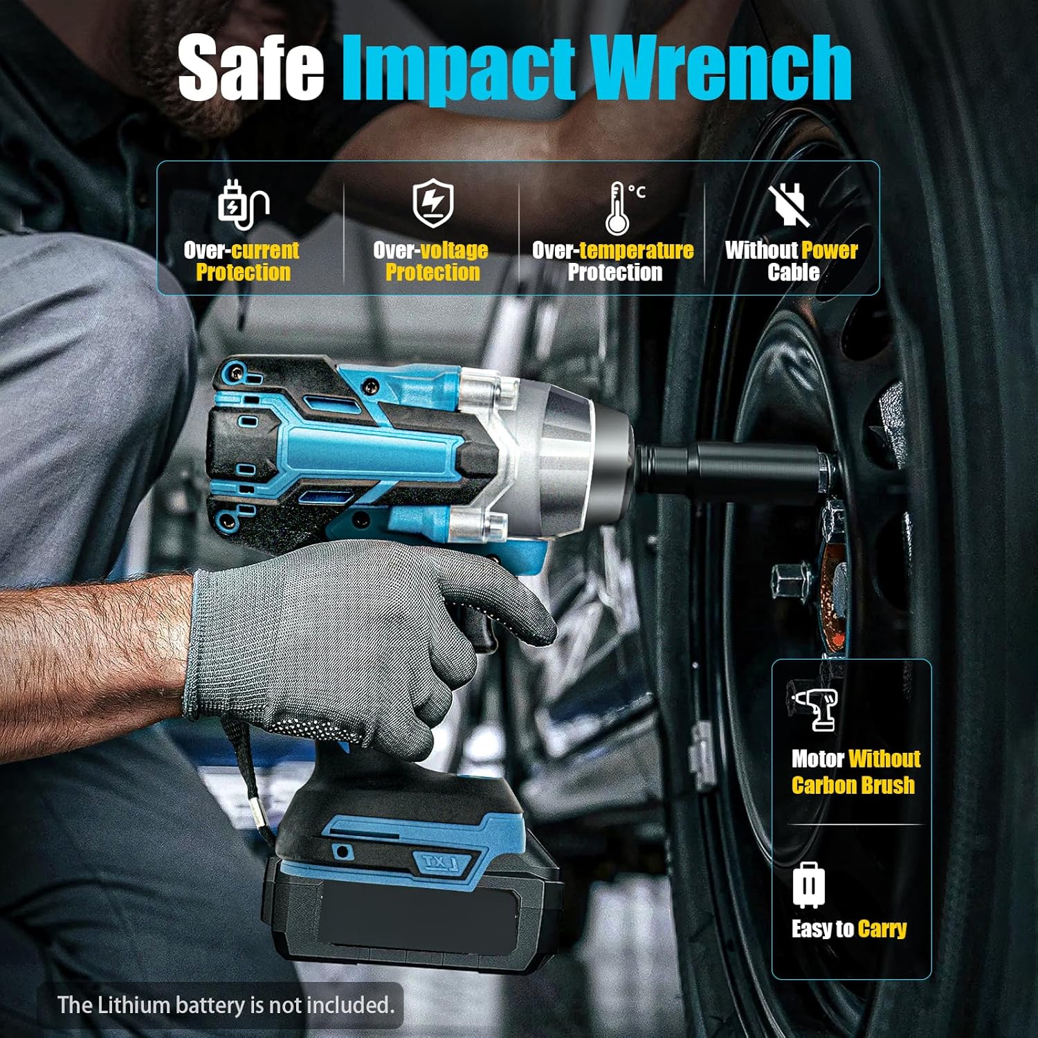 1/2 Cordless impact Electric Wrenches,3-In-1 High Torque Electric Wrenches With 2x 3000mah Li-Ion Battery,5 Impact Sockets,8 Drills,10 Screws And Tool Case,Impact Tools For Car Lug Nuts