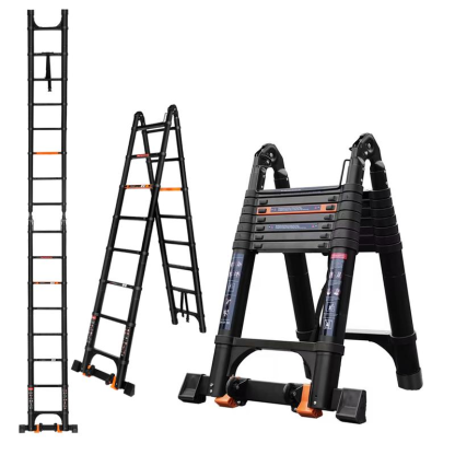 Escalera telescópica tipo tijera de 16.5 pies, escalera extensible y plegable portátil, escalera telescópica compacta y multiusos para trabajos al aire libre, capacidad máxima de 330 libras.