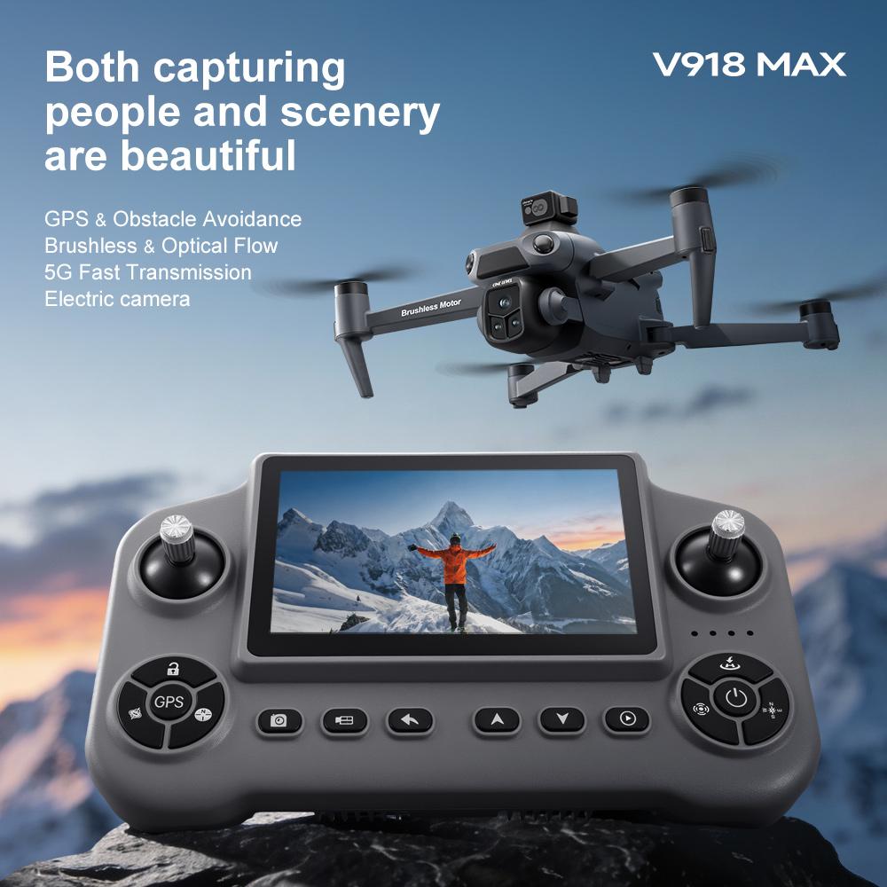 V918MAX GPS Drone with 3km Flight Range 300m Altitude 360 Obstacle Avoidance Optical Flow Hovering Oversized Display One Touch Return High Value Christmas Gift