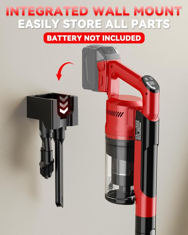 Aspiradora inalámbrica de 350 W (compatible con baterías Dewalt 20V, Milwaukee M18 y Makita 18V), aspiradora de escoba ligera sin escobillas de 35 kPa con 3 modos de succión; modelo 6 en 1 con filtro HEPA, ideal para suelos, alfombras y automóviles.