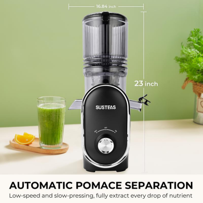 Licuadora de prensado en frío, abertura de alimentación grande de 5,3 pulgadas, conducto de masticación lenta, para frutas y verduras enteras, alto rendimiento, fácil de limpiar, acero Springtok.
