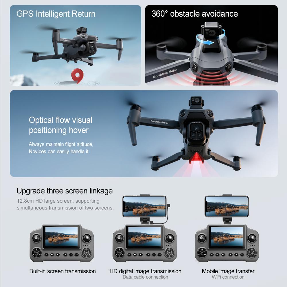 V918MAX GPS Drone with 3km Flight Range 300m Altitude 360 Obstacle Avoidance Optical Flow Hovering Oversized Display One Touch Return High Value Christmas Gift