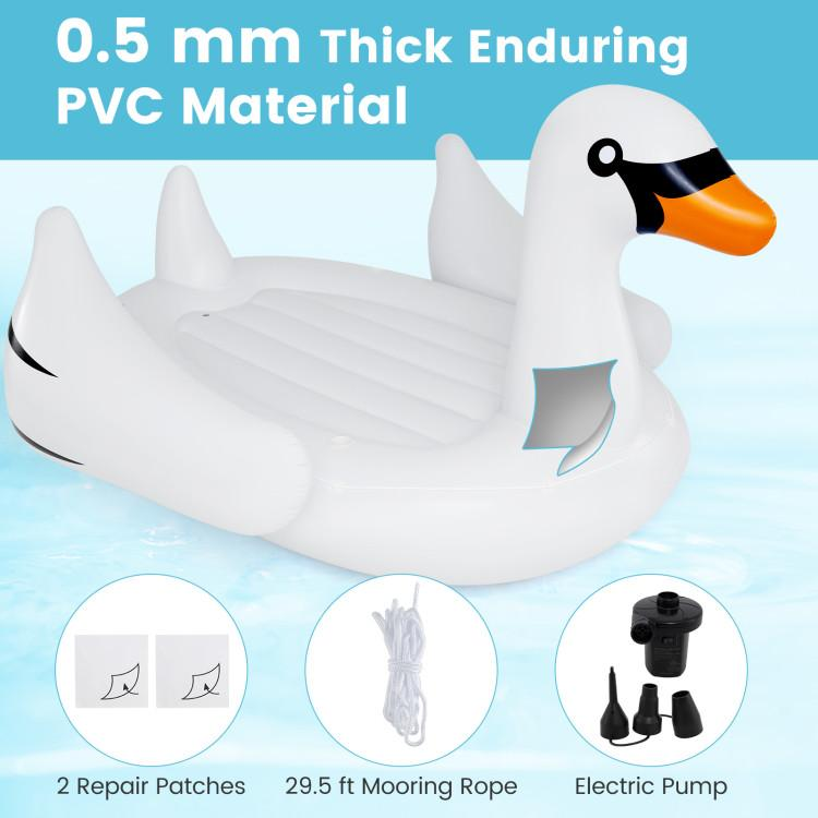 Flotador Hinchable para Piscina — Balsa Hinchable para 2, 4 o 6 Personas con Bomba de Aire y Portavasos — Isla Flotante para Adultos y Niños — Juguete Ideal para Fiestas, Playa y Río