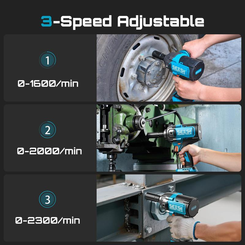 Llave de impacto eléctrica mejorada con mango desmontable — 1180 ft-lbs (1600 N·m) de alto par, 1/2", inalámbrica de 21 V + 2 baterías de 4.0 Ah | Para automóviles, camiones, cortacéspedes y tareas industriales — WH12 Ultra Pro
