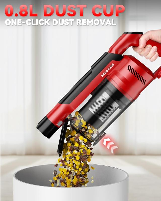 Aspiradora inalámbrica de 350 W (compatible con baterías Dewalt 20V, Milwaukee M18 y Makita 18V), aspiradora de escoba ligera sin escobillas de 35 kPa con 3 modos de succión; modelo 6 en 1 con filtro HEPA, ideal para suelos, alfombras y automóviles.