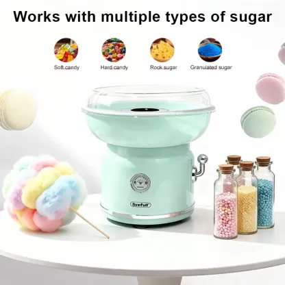 Máquina de algodón de azúcar LIVEFULL – Para uso doméstico, incluye 6 sabores y 6 palitos; ideal para la diversión de los niños, fiestas familiares, entretenimiento en la cocina y como regalo de Navidad. Modelo con enchufe tipo EE. UU., rápida y fácil de 