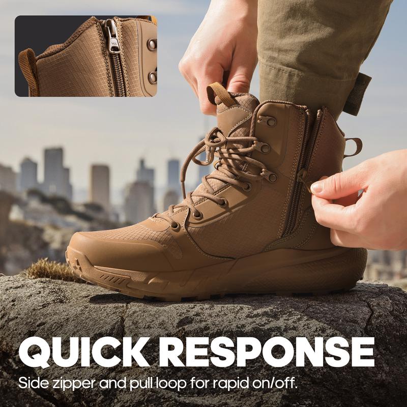 NORTIV 8 Metrostrike Men's Tactical Boots Lightweight Comfortable All-Day Work Boots with Side Zipper for Motorcycle Combat Hiking 8 Inches Safety Outdoor Shoes - Footwear