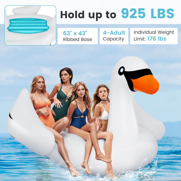 Flotador Hinchable para Piscina — Balsa Hinchable para 2, 4 o 6 Personas con Bomba de Aire y Portavasos — Isla Flotante para Adultos y Niños — Juguete Ideal para Fiestas, Playa y Río