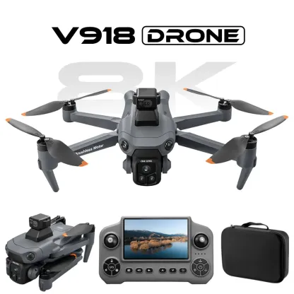 Drone GPS V918MAX con alcance de vuelo de 3 km, altitud de 300 m, evitación de obstáculos de 360 ​​grados, flujo óptico, vuelo estacionario, pantalla de gran tamaño, retorno con un solo toque