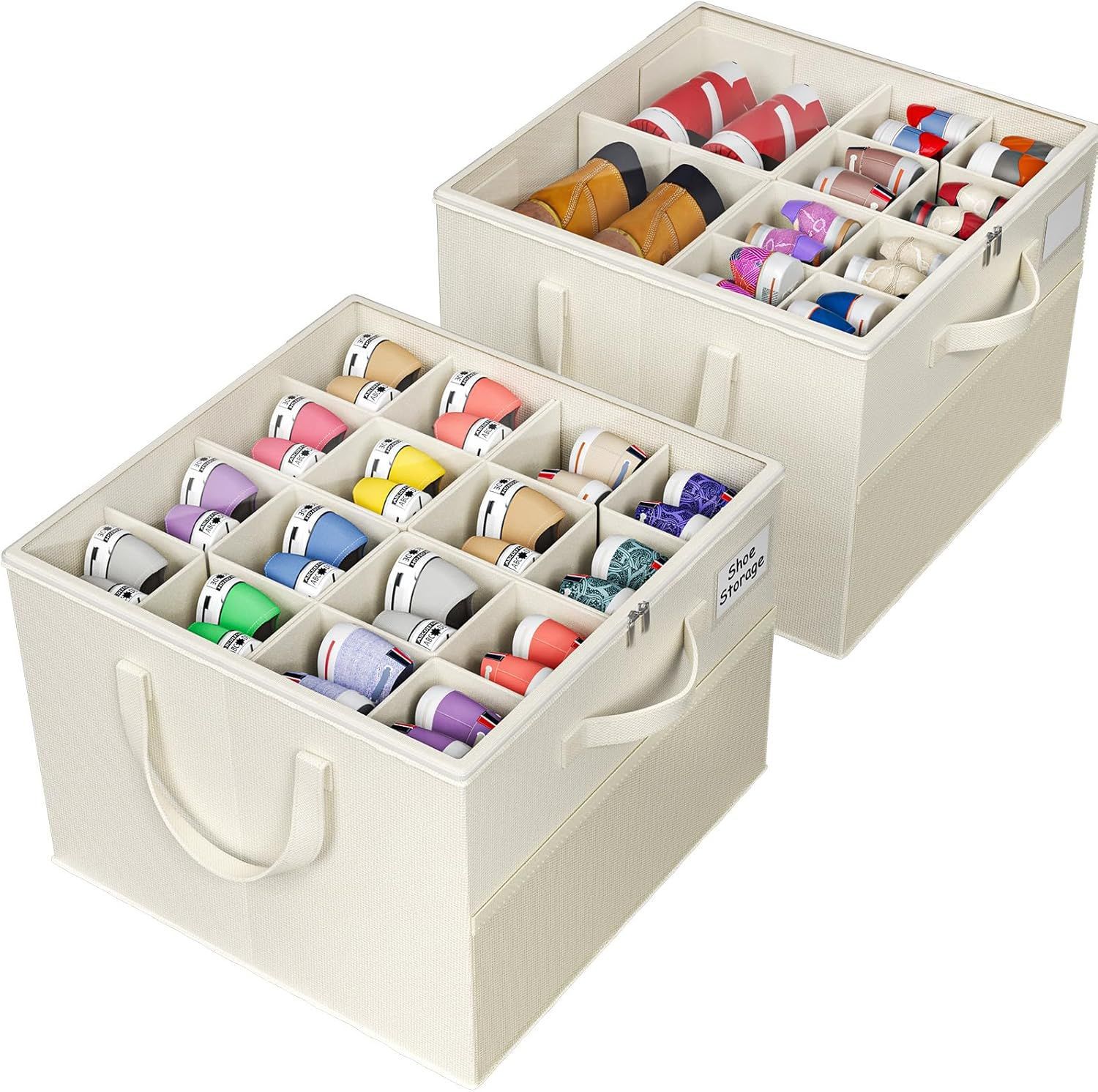 Cross-border foldable multifunctional shoe storage box, fabric shoe box with lid, divider organizer, clothing storage box