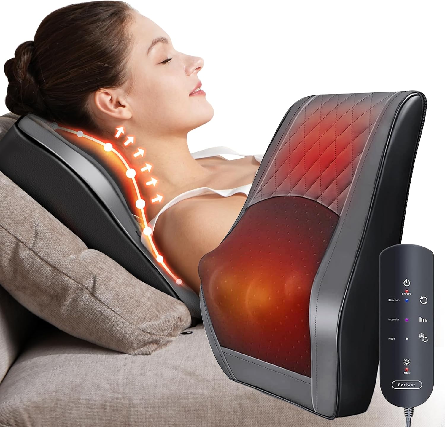Back Massager with Heat, 3D Kneading Massage Pillow for Back, Neck, Shoulder, Leg Pain Relief Deep Tissue, Gifts for Women Men Mom Dad