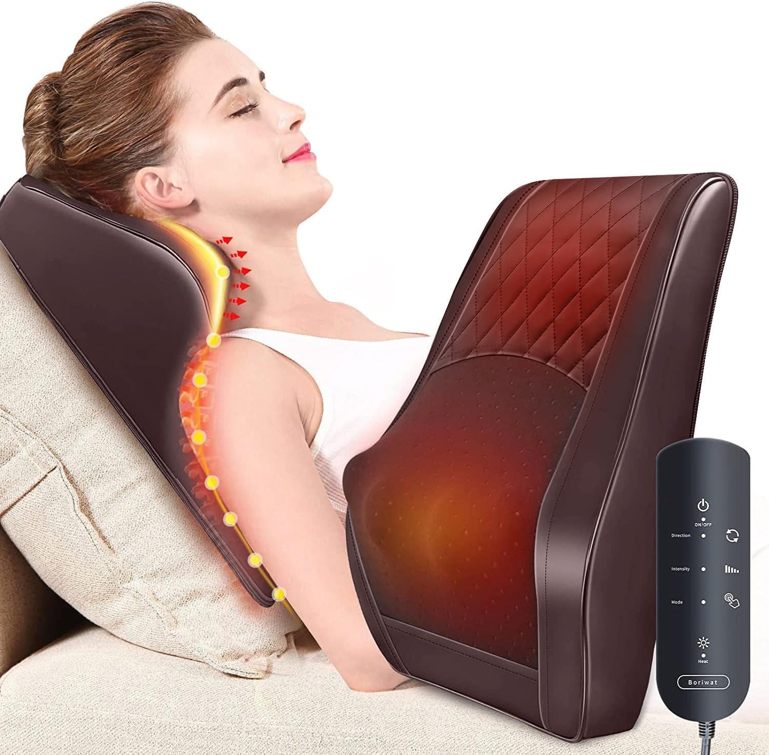 Back Massager with Heat, 3D Kneading Massage Pillow for Back, Neck, Shoulder, Leg Pain Relief Deep Tissue, Gifts for Women Men Mom Dad
