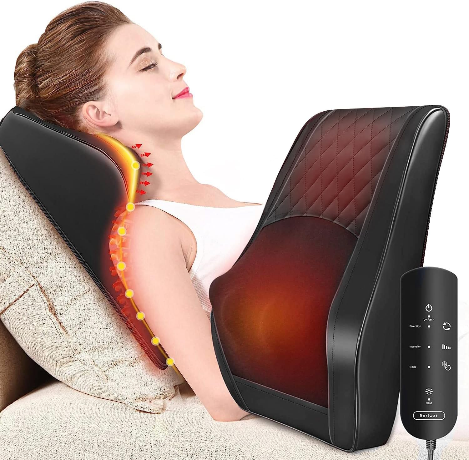 Back Massager with Heat, 3D Kneading Massage Pillow for Back, Neck, Shoulder, Leg Pain Relief Deep Tissue, Gifts for Women Men Mom Dad