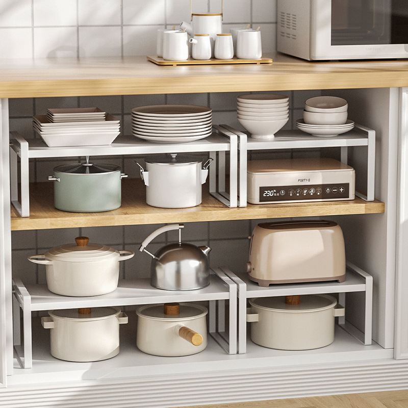 Lovivol layered storage rack inside the cabinet