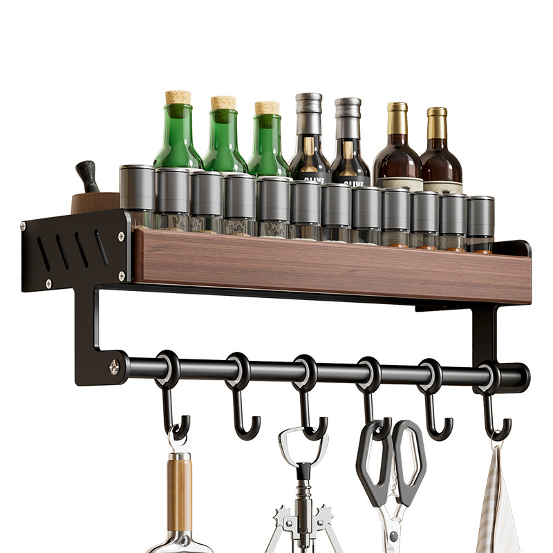 Lovivol Walnut Wood Kitchen Shelf