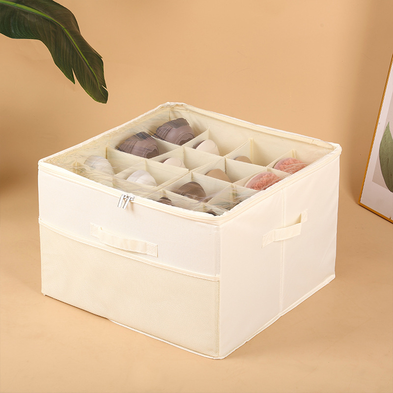 Cross-border foldable multifunctional shoe storage box, fabric shoe box with lid, divider organizer, clothing storage box