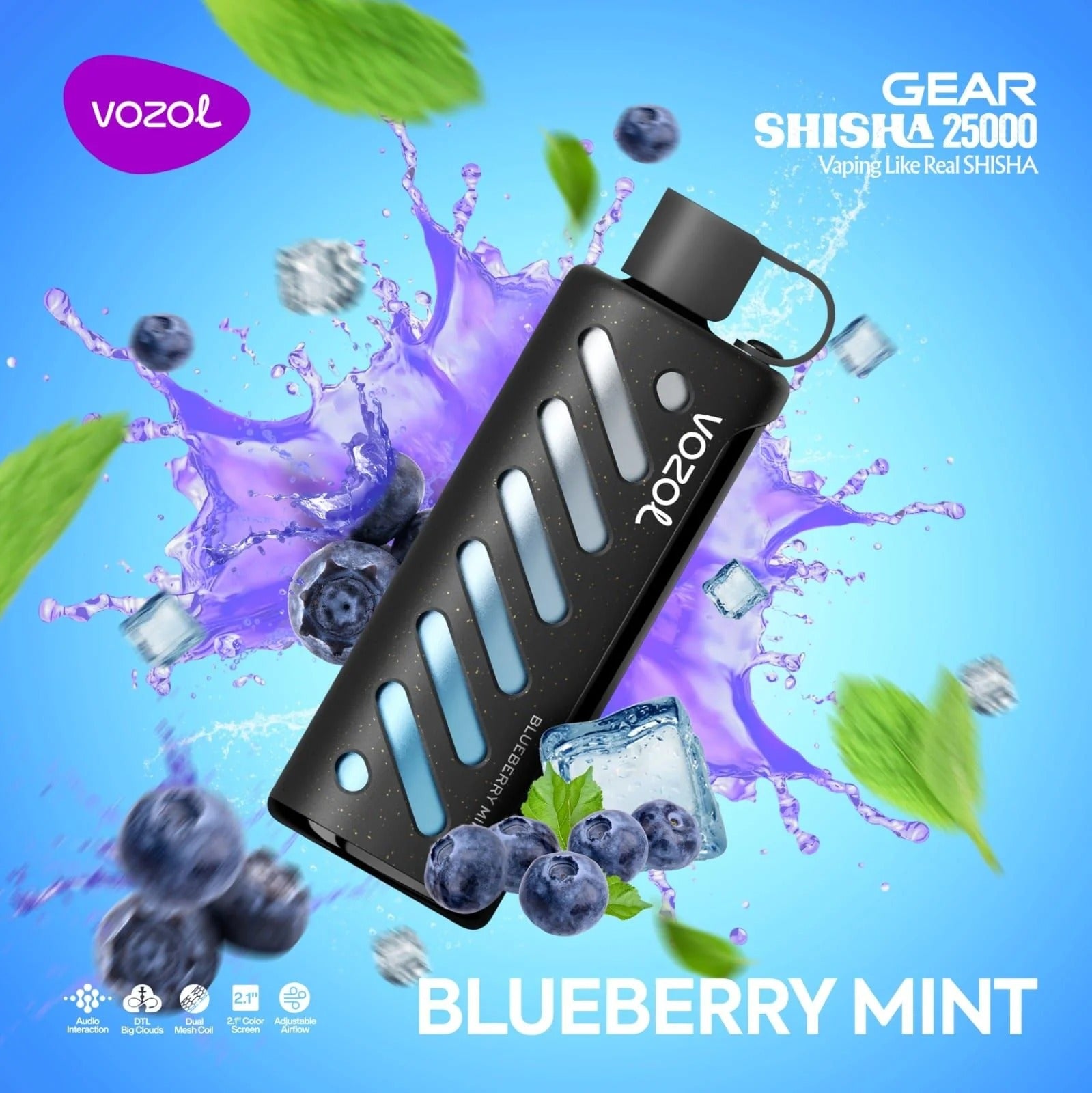 VOZOL GEAR SHISHA 25,000 - Blueberry Mint