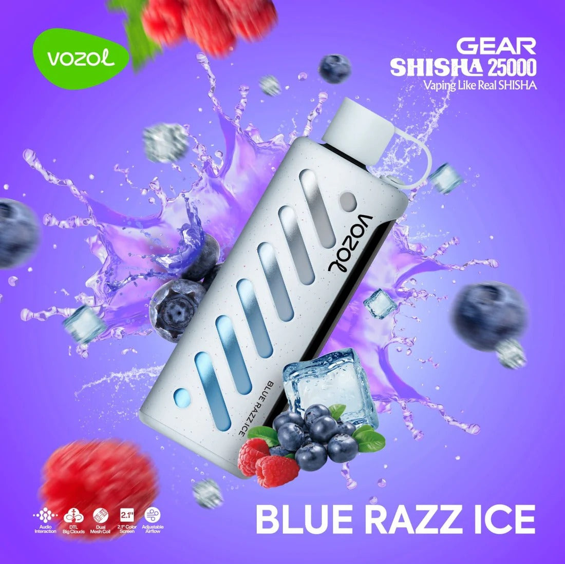 VOZOL GEAR SHISHA 25,000 - Blue Razz Ice
