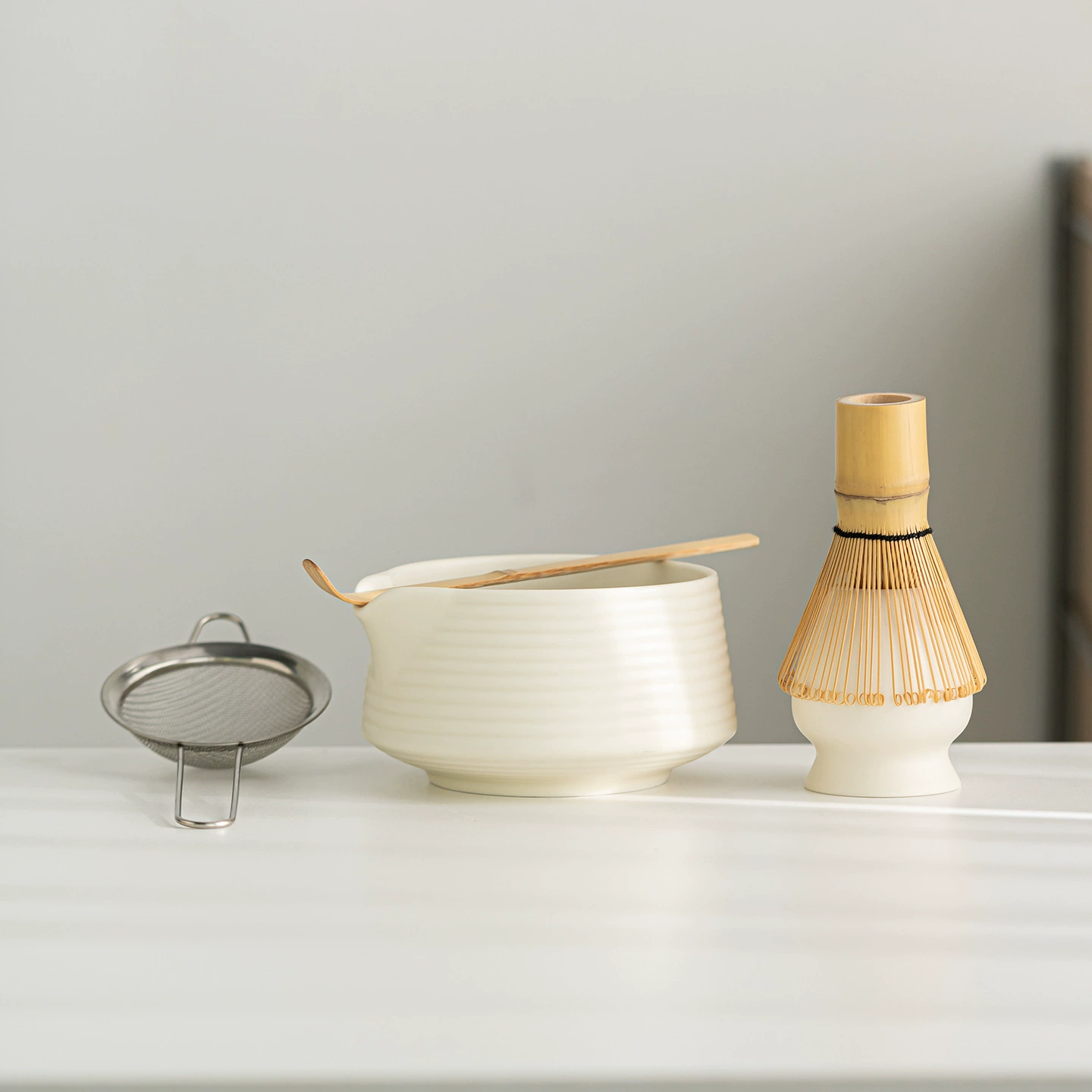Ceramic Matcha Bowl with Spout, Matcha Brush, Tea Whisk, and Matcha Bowl Set