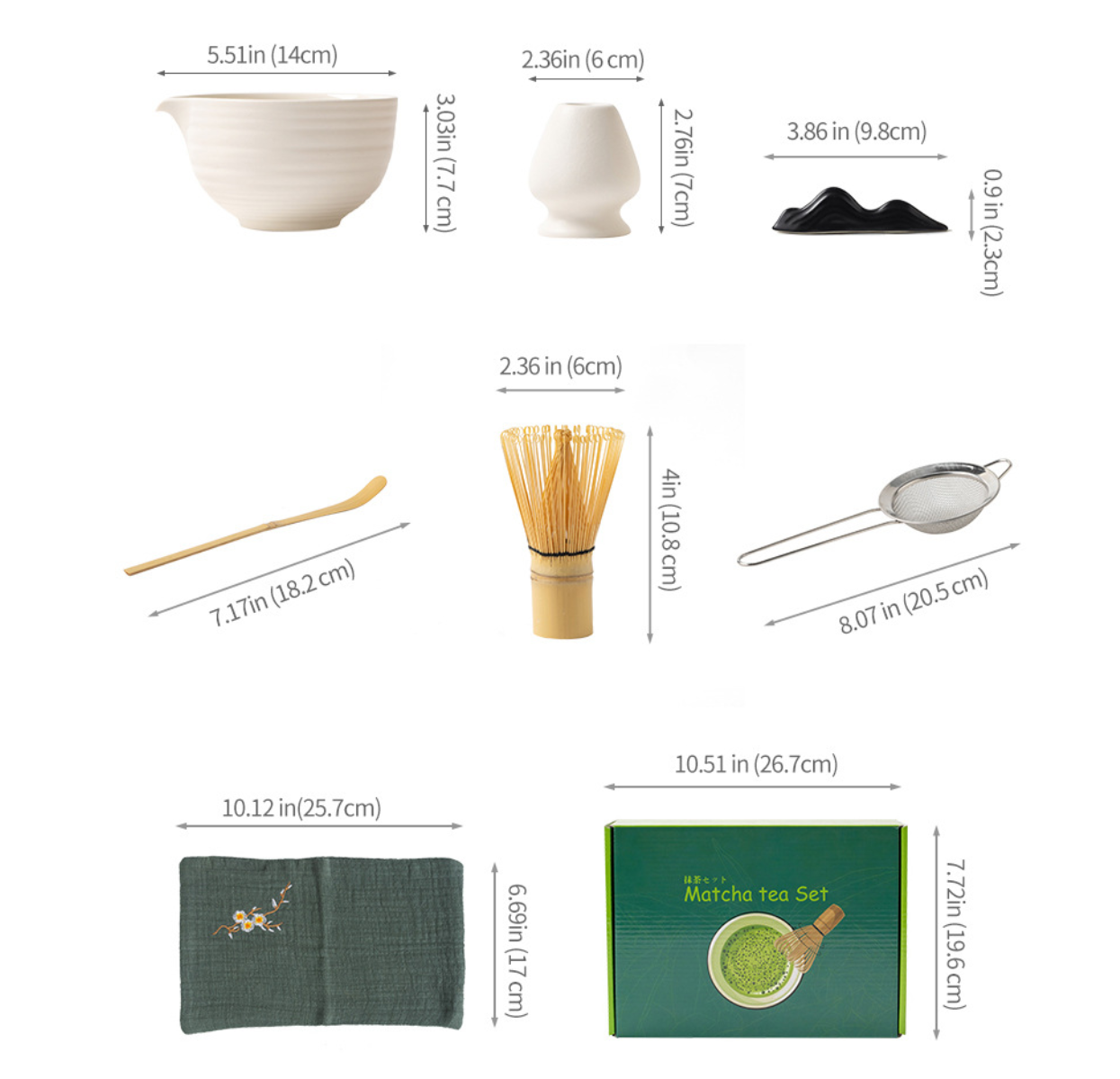 7-Piece Ceramic Matcha Tea Set-white