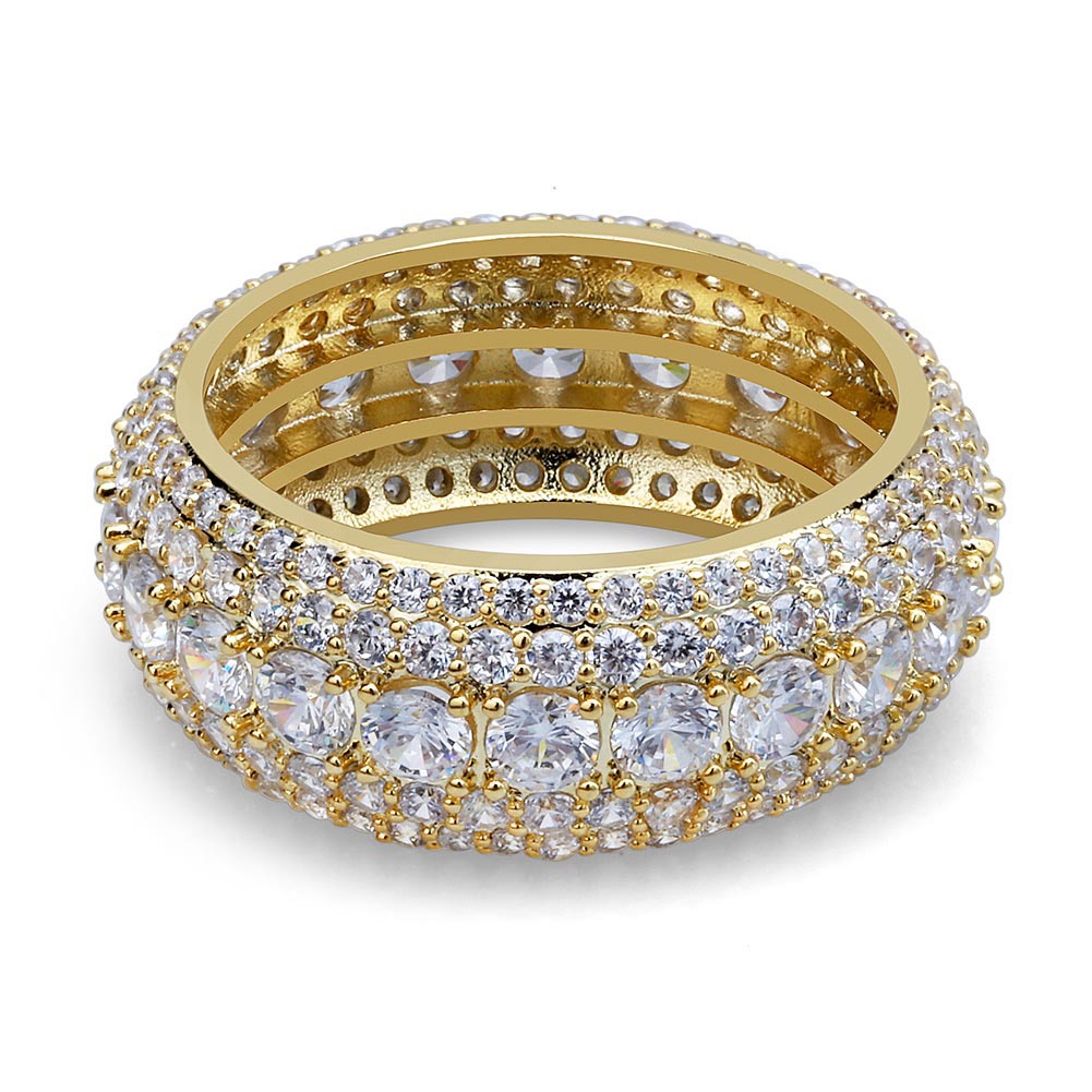 Full Pave Crystal Band Ring - Gold/Silver Plated Eternity Style with Sparkling Baguette Inlays
