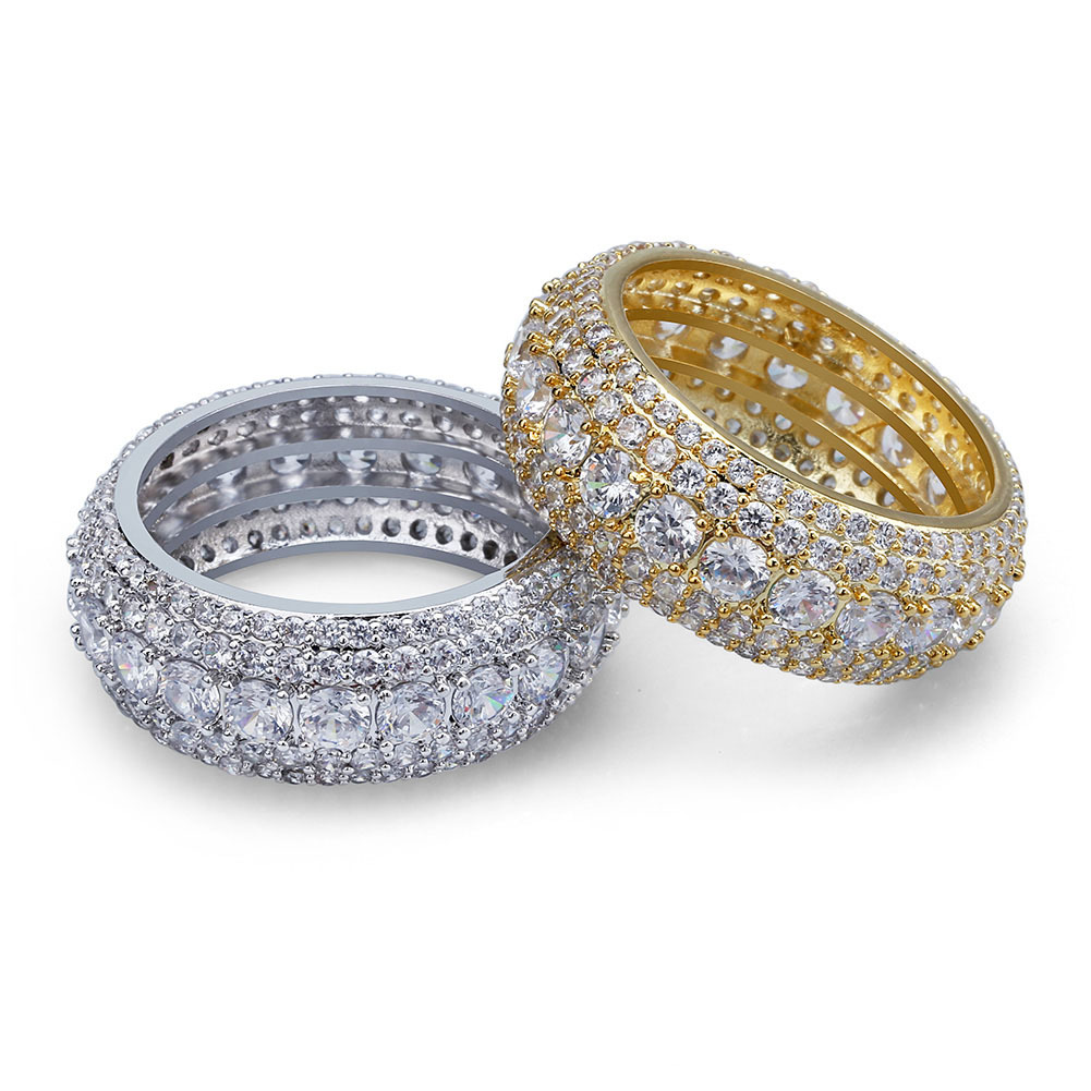 Full Pave Crystal Band Ring - Gold/Silver Plated Eternity Style with Sparkling Baguette Inlays