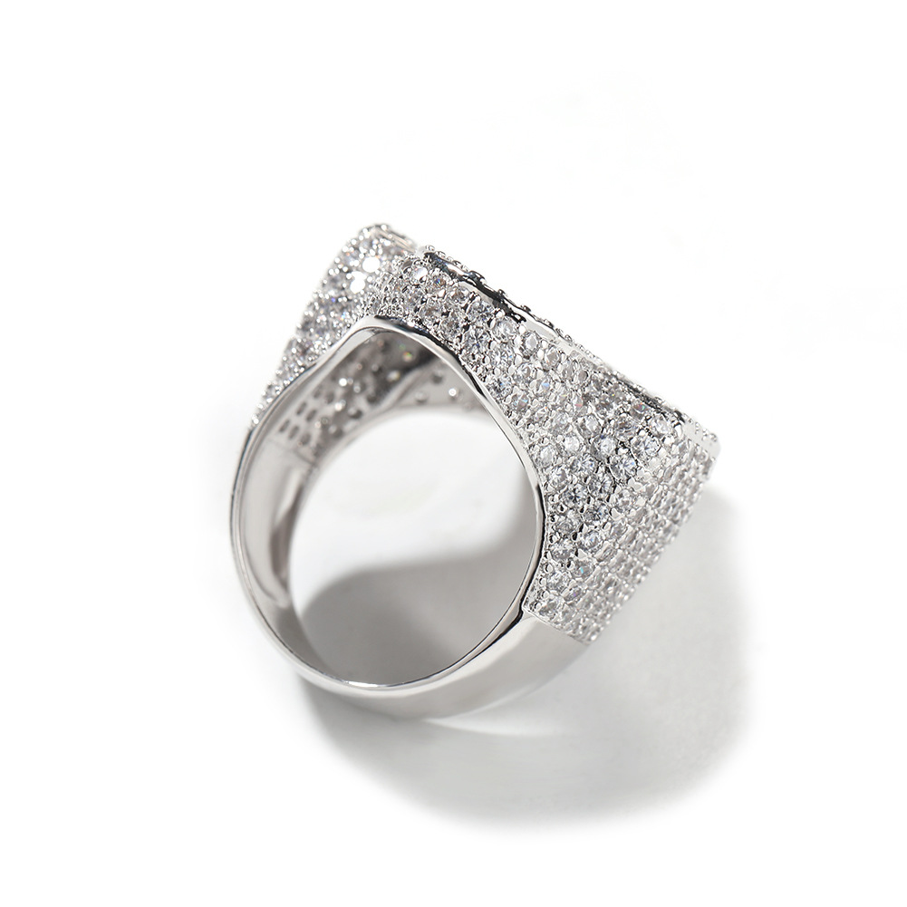 Diamond-Encrusted Cross Ring - Gold/Silver Plated Statement Piece with Sparkling Baguette Accents