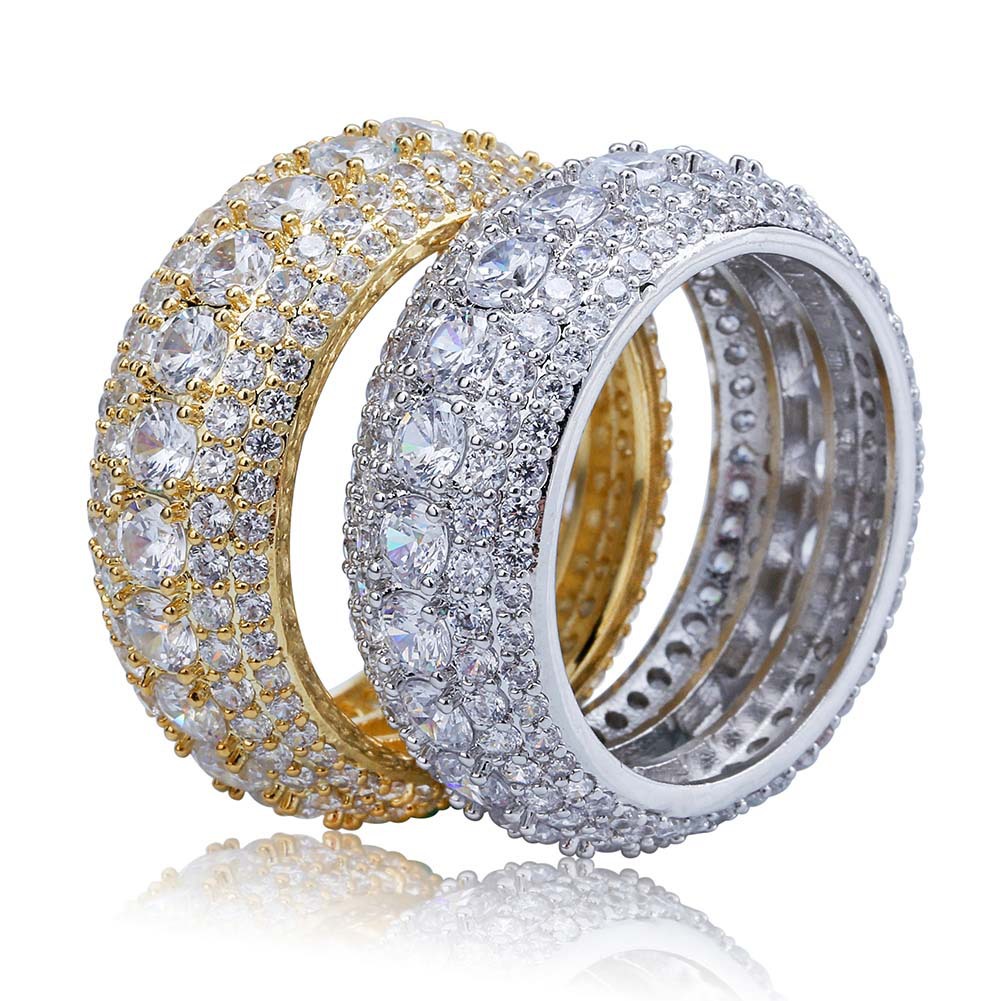 Full Pave Crystal Band Ring - Gold/Silver Plated Eternity Style with Sparkling Baguette Inlays