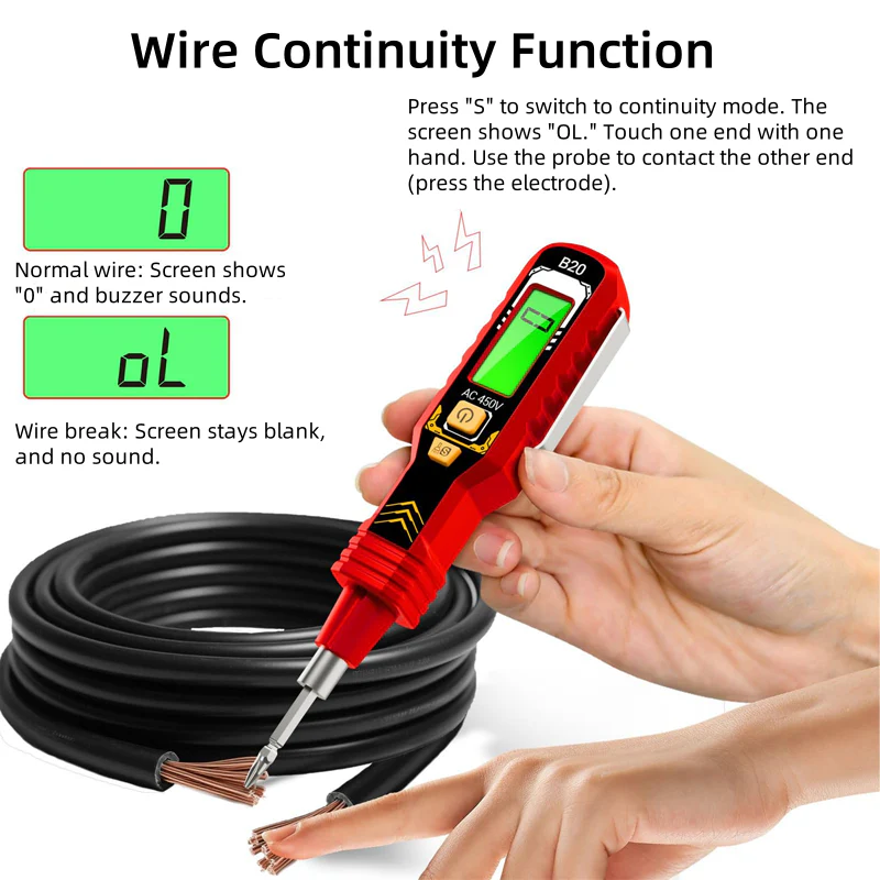 Non-Contact Voltage Tester with LCD Display
