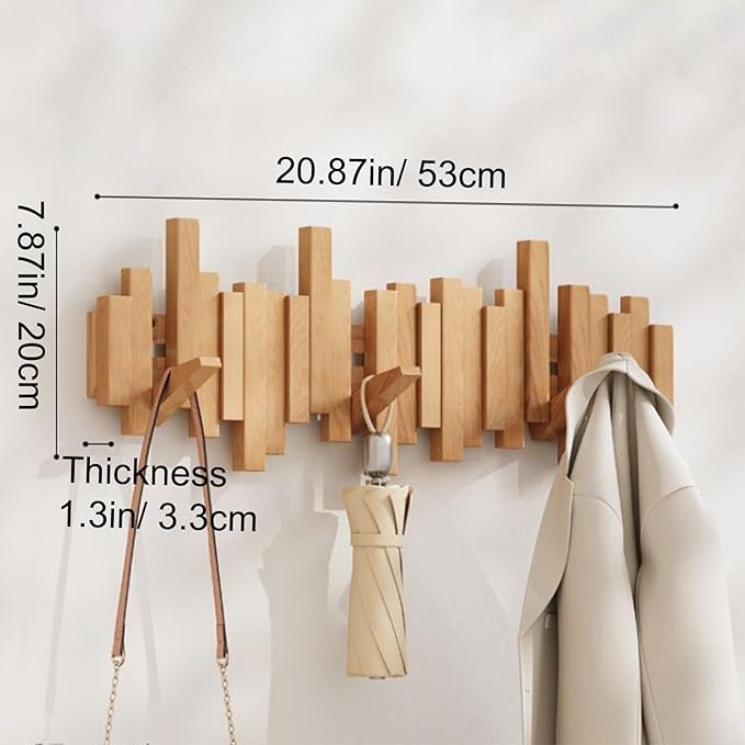 Wall-Mounted Wooden Coat Rack 🎹Piano Key Style Design