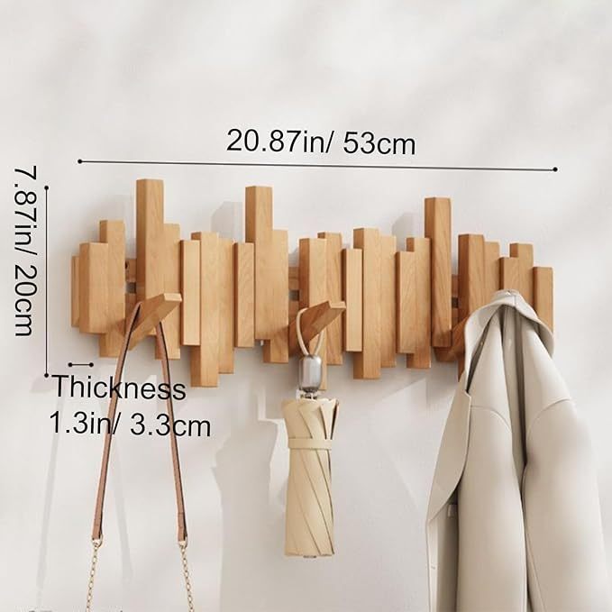 Wall-Mounted Wooden Coat Rack 🎹Piano Key Style Design