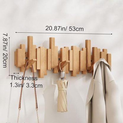 Wall-Mounted Wooden Coat Rack 🎹Piano Key Style Design