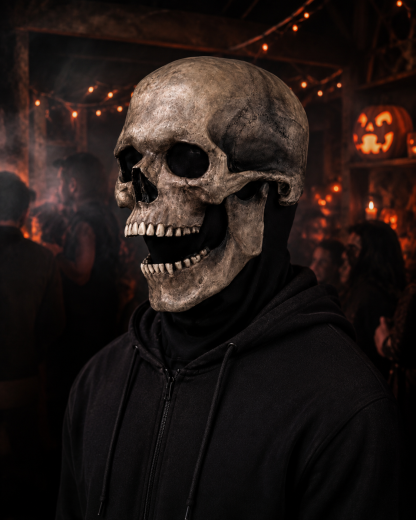 Full head skull mask/helmet with movable jaw